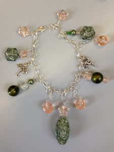 Charm Bracelet - green and pink