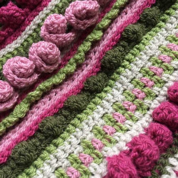 Intermediate Crochet Cushion course - pinks and greens