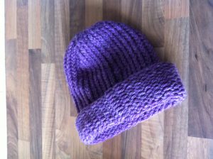 Loom knitted hat