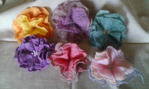 Wet felted flowers